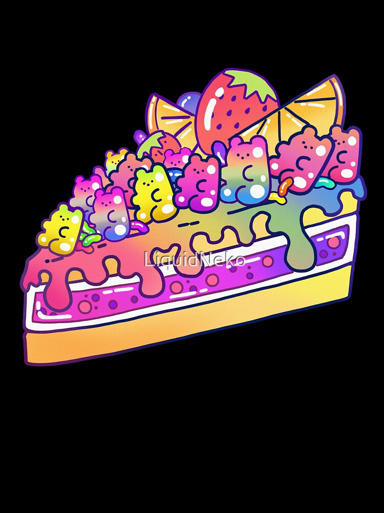 Cute Kawaii Jelly Bear Cake Slice by LiquidNeko Unisex , , , Long Sleeve Tee