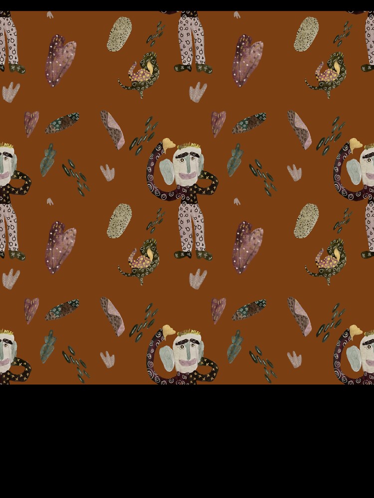 Cartoon Man heart abstract seamless pattern brown version by Yana Mustafina | Boho Soulful Designs