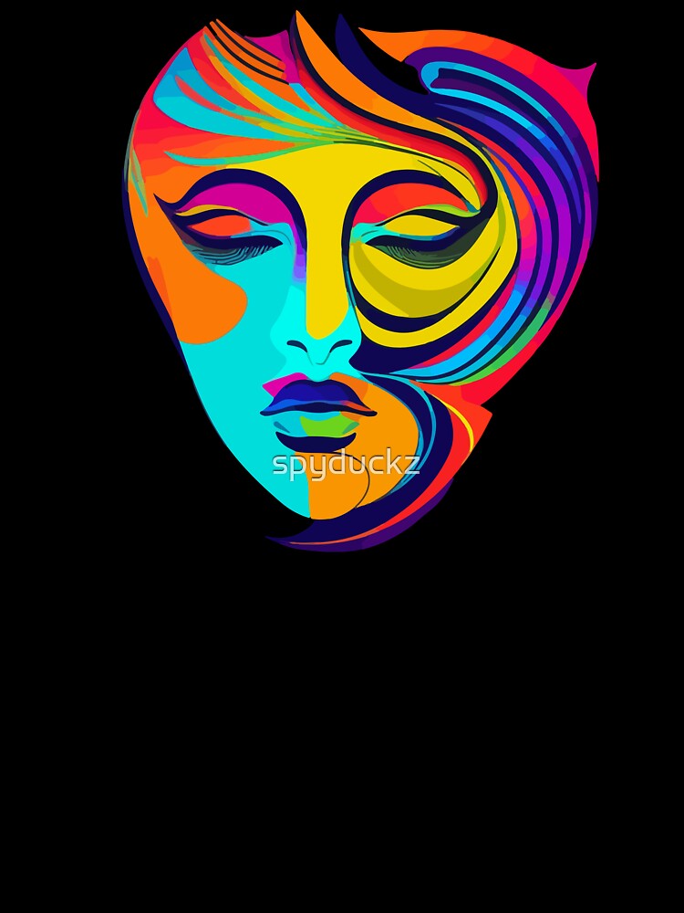 Woman Colorful Whimsical Face by spyduckz