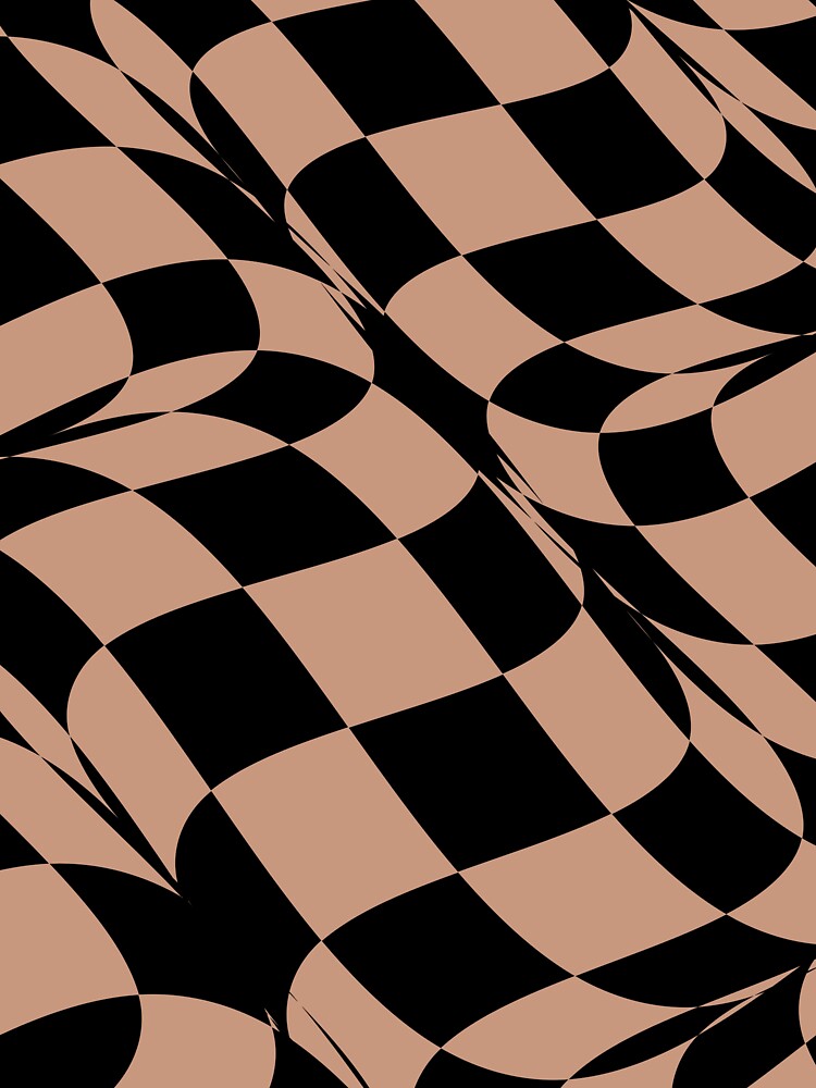 Black and Tan Distorted Checkerboard Pattern Pairs DE 2022 Popular Color Chinook Salmon DET456 by ColorOfTheYears