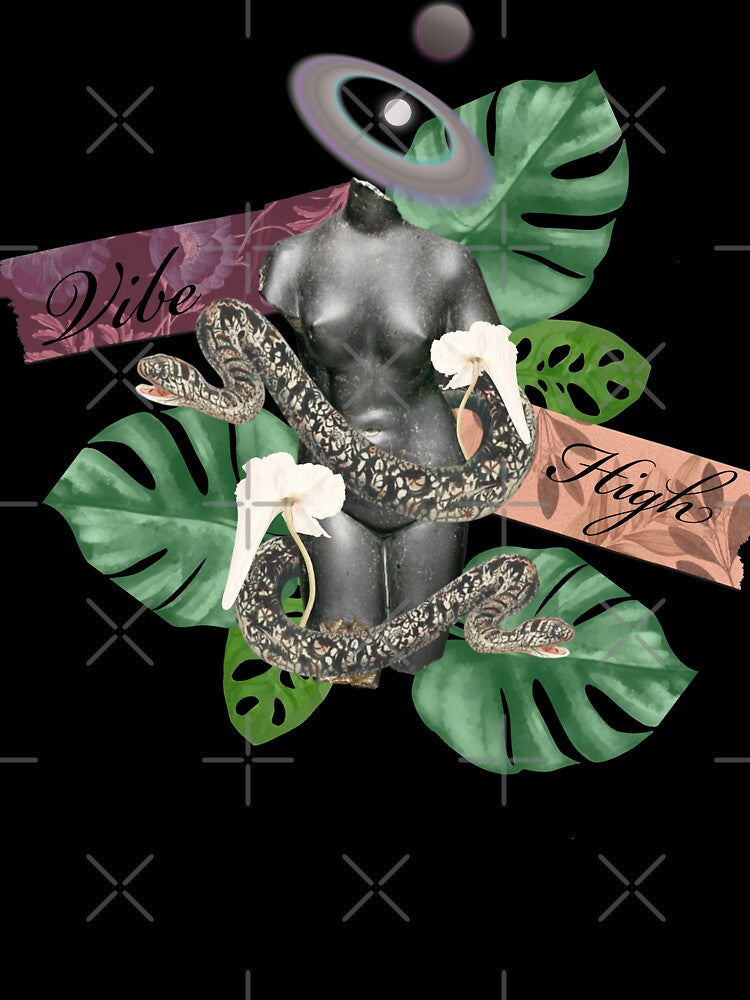 Vibe high Greek  stone and nature with snakes and trippy flower 2 matte gray by VantaTheArtist