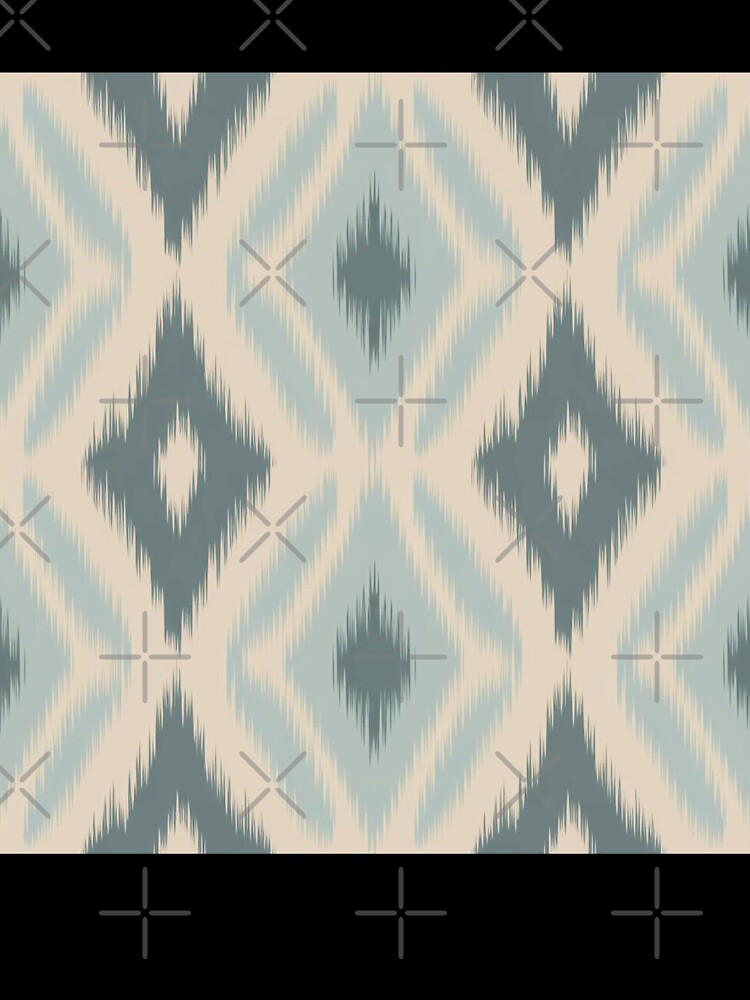 Minimalist Boho Chic Neutral Blue Beige Ikat Pattern by LEILA ART SPACE