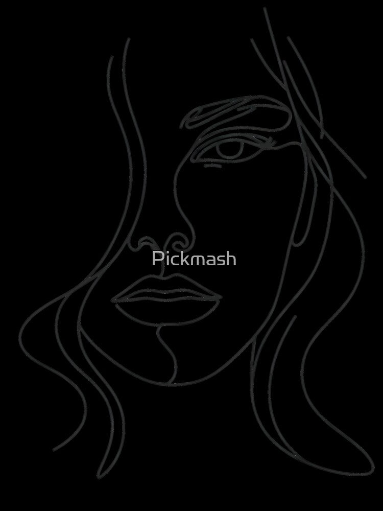 A Half-Face Portrait of a Woman Drawn in Line by Pickmash
