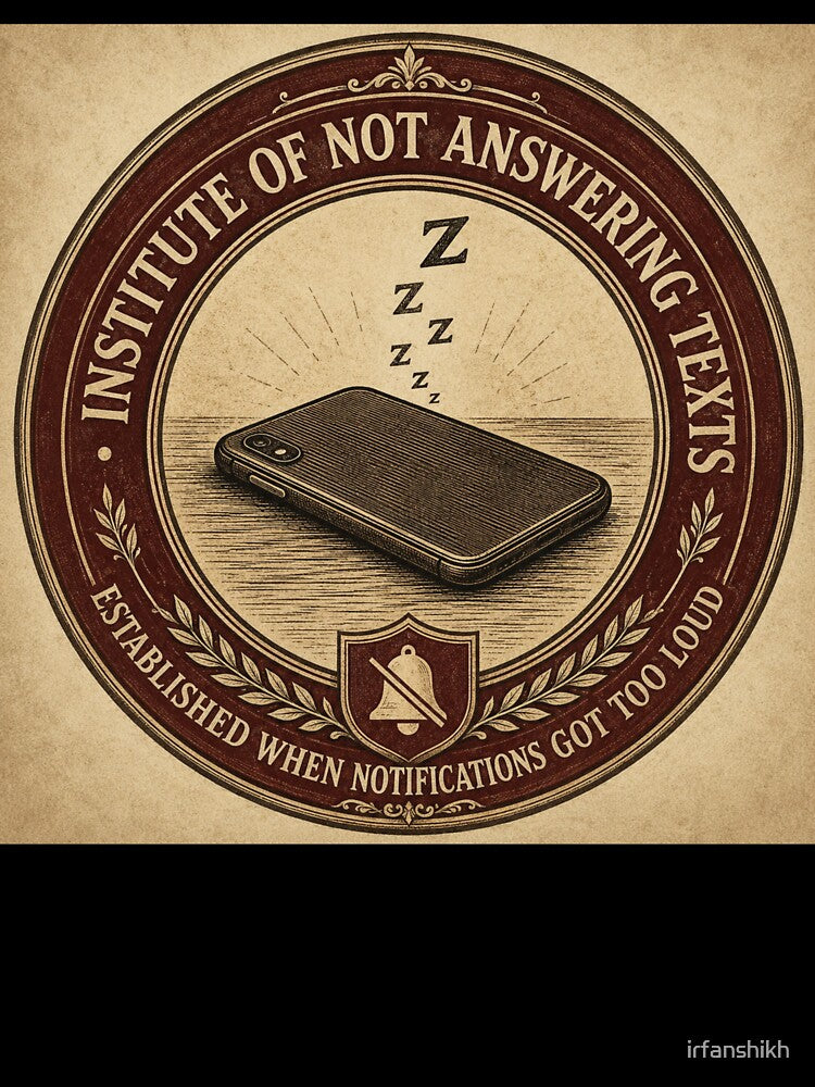 Institute of Not Answering Texts – Funny Fake University Seal | Introvert Phone Anxiety Gift by irfanshikh