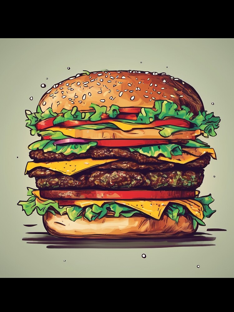 TrippleBurger drawing by TrendShopToday Unisex , , , Long Sleeve Tee