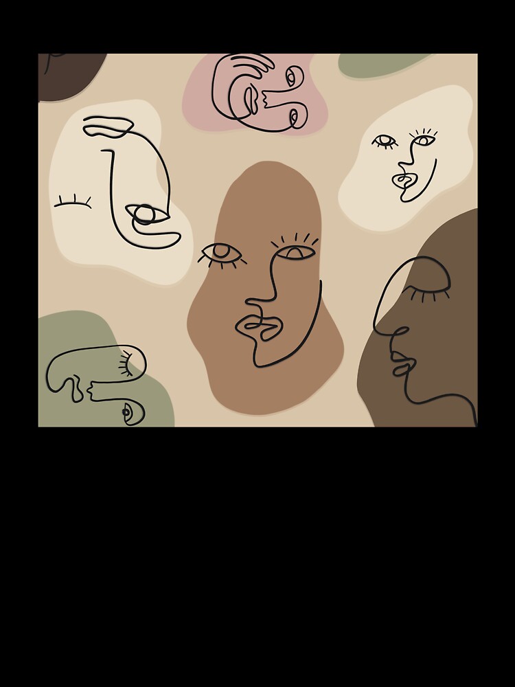 Abstract Face Line Art Pattern – Neutral Aesthetic by Barelythere2324