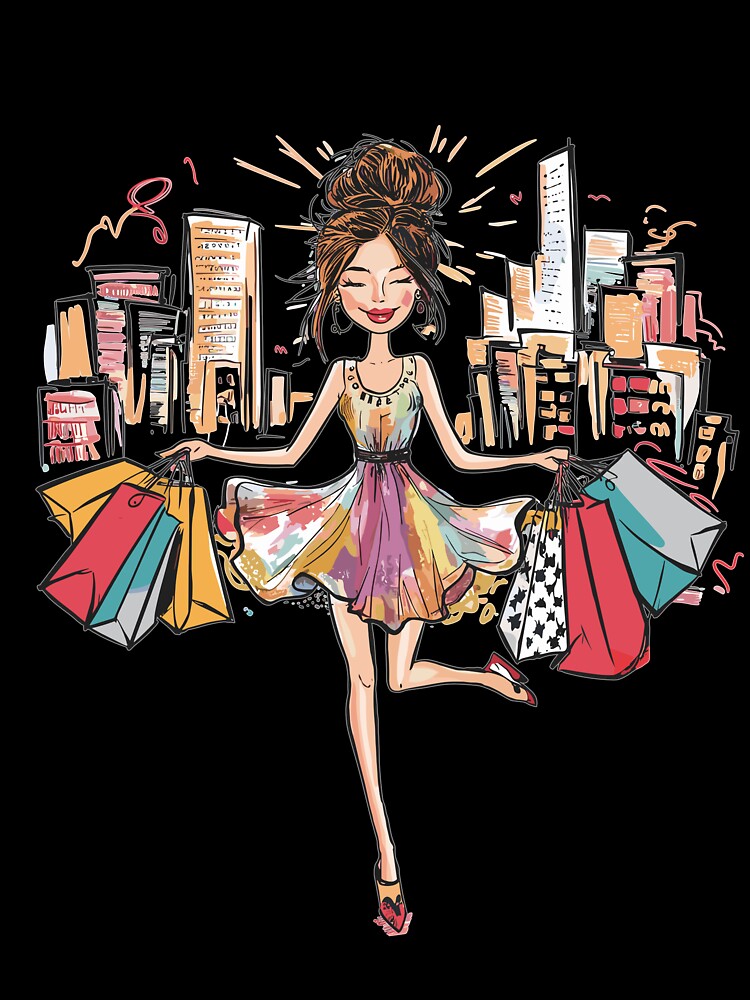 The Chic Shopaholic Girl by JPees Unisex , , , Long Sleeve Tee