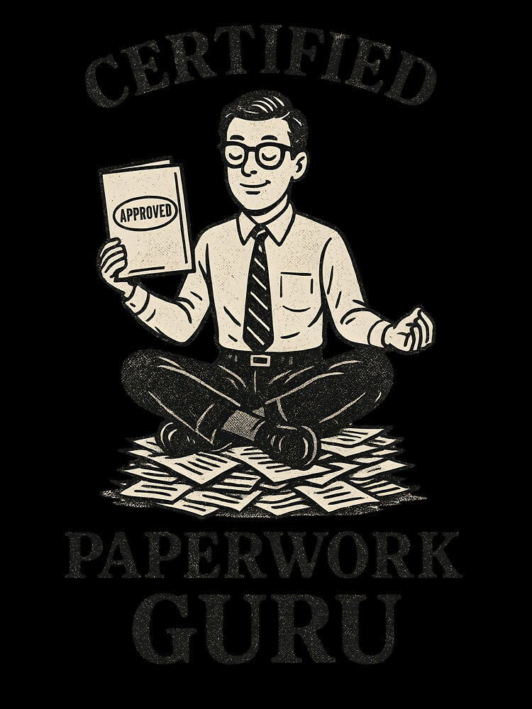 Copy of Certified Paperwork Guru - vintage Office Meditation by atihca Unisex , , , Long Sleeve Tee
