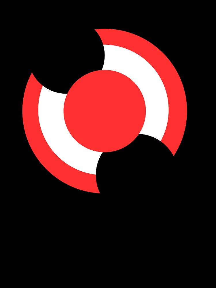 Red Circle Orbit - Bold Geometric Abstract on Black by Uceepeace
