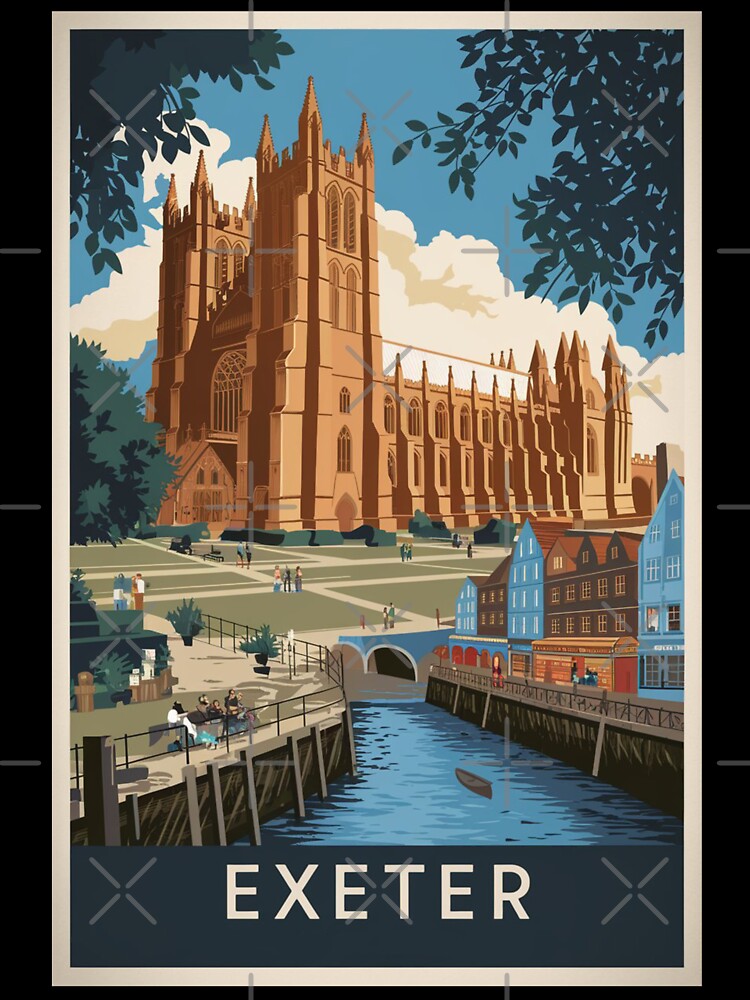 Exeter Vintage Travel Poster by TravelerRat Unisex , , , Long Sleeve Tee