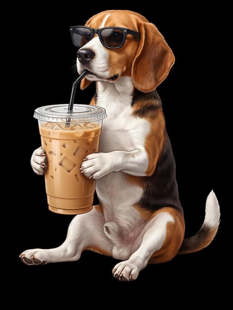 Funny Beagle Drinking Iced Coffee Meme Dog Lover by TerryConnells Unisex , , , Long Sleeve Tee