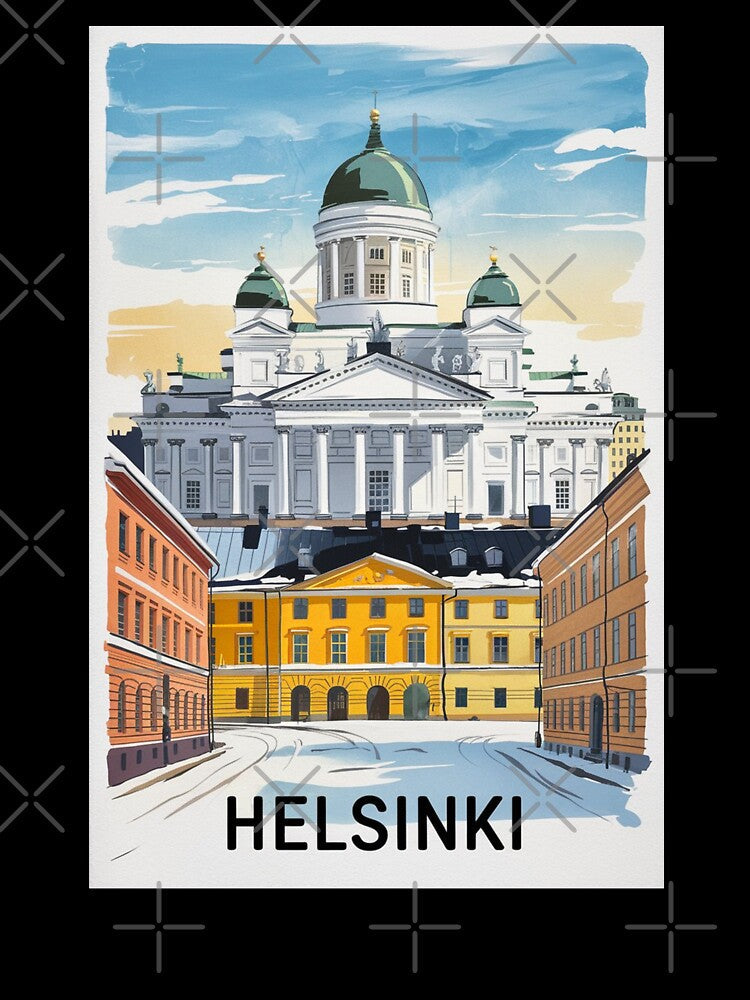 Helsinki Vintage Travel Poster by TravelerRat Unisex , , , Long Sleeve Tee