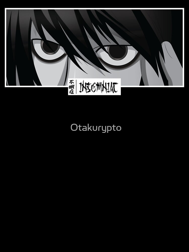 Insomniac Anime Eyes Monochrome Japanese Cozy Manga by Otakurypto Unisex , , , Long Sleeve Tee