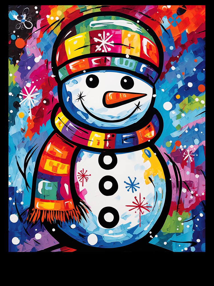 Hippie Snowman Pop Art Style by MCGrafxStudio Unisex , , , Long Sleeve Tee