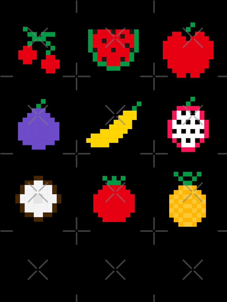 Pixel art fruit pattern by Gabriele Marcucci Unisex , , , Long Sleeve Tee