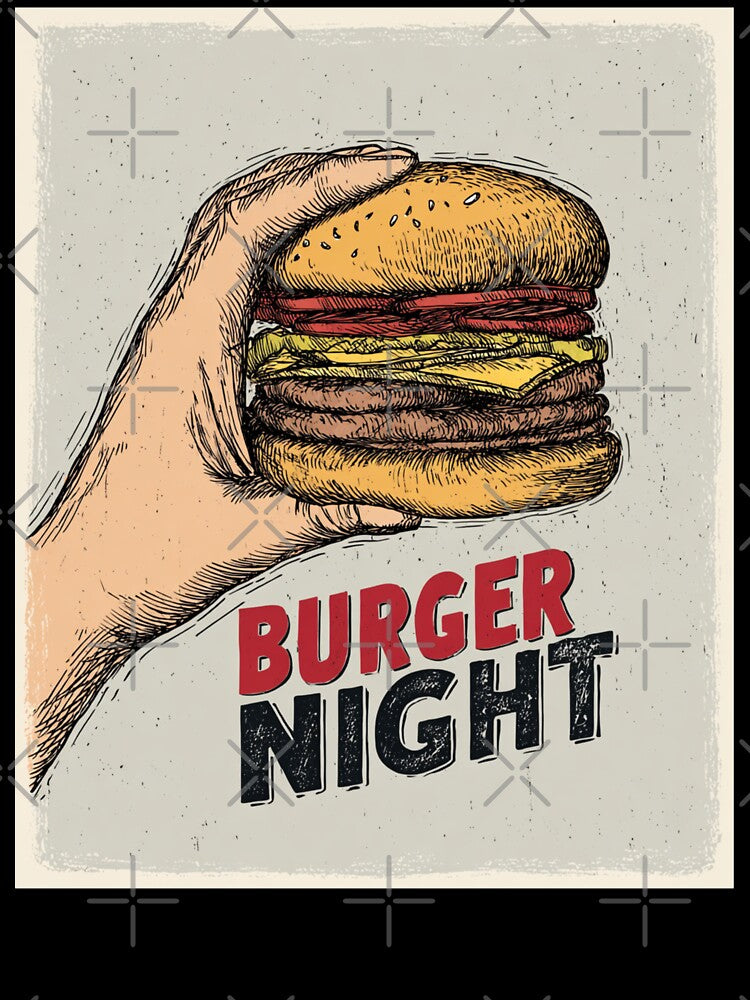 Burger Night by StudioRedKoala Unisex , , , Long Sleeve Tee