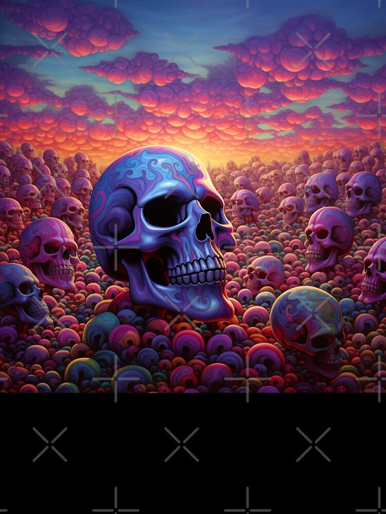 Fantasy Field of Cotton Candy Skulls by Matt's Artificial Nature Unisex , , , Long Sleeve Tee