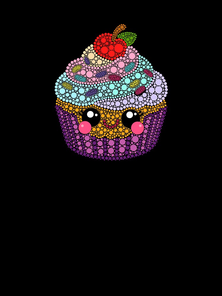 Kawaii Cupcake Dot Art by Cardiff Creative Unisex , , , Long Sleeve Tee