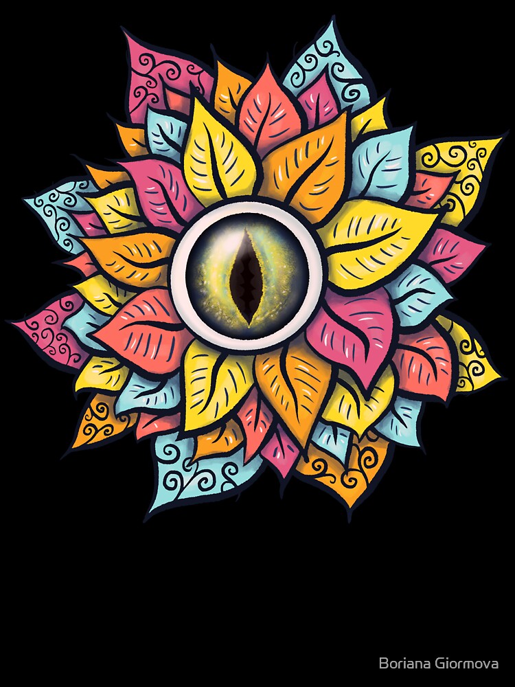 Colorful Reptile Eye Flower Fun Weird Trippy Art by Boriana Giormova
