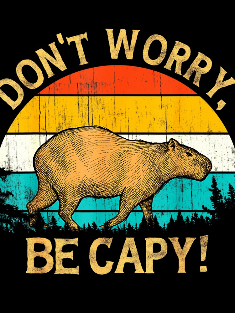 Capybara Vintage Retro Style Awesome Don't Worry, Be Capy Classic by FusionAttire Unisex , , , Long Sleeve Tee