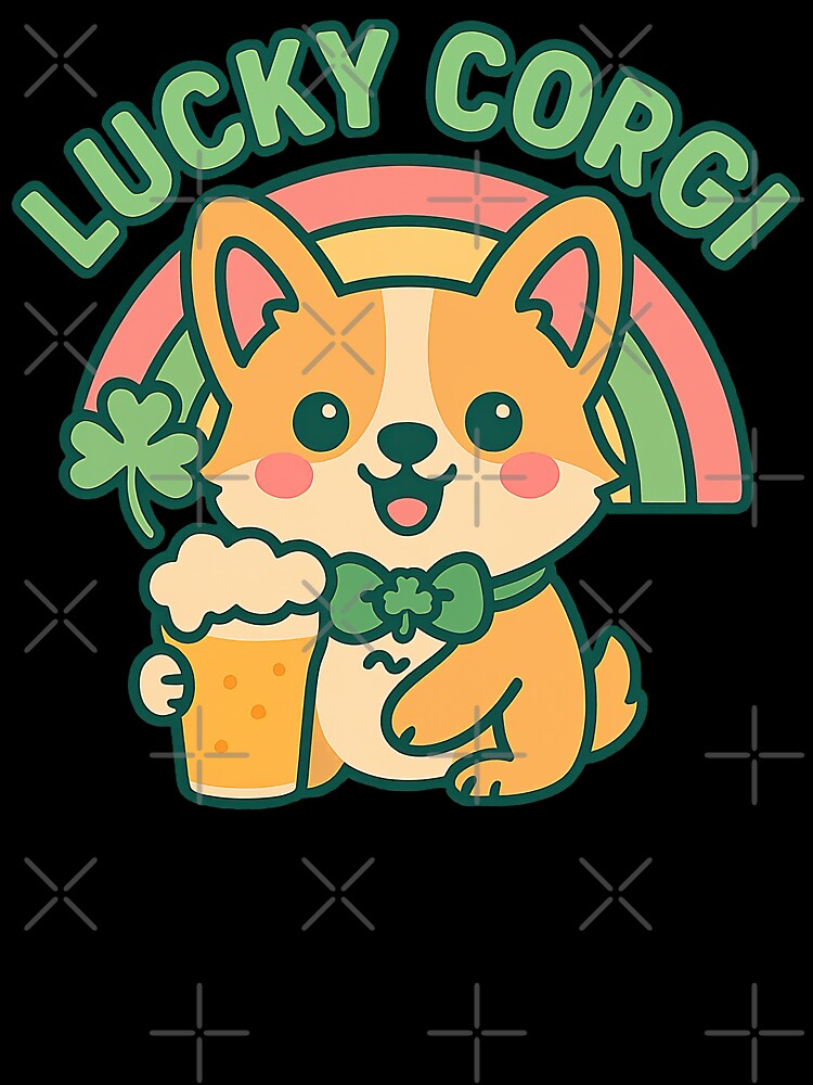 Cute Kawaii Corgi, Cute St Patricks Day Corgi by graphic-genie Unisex , , , Long Sleeve Tee