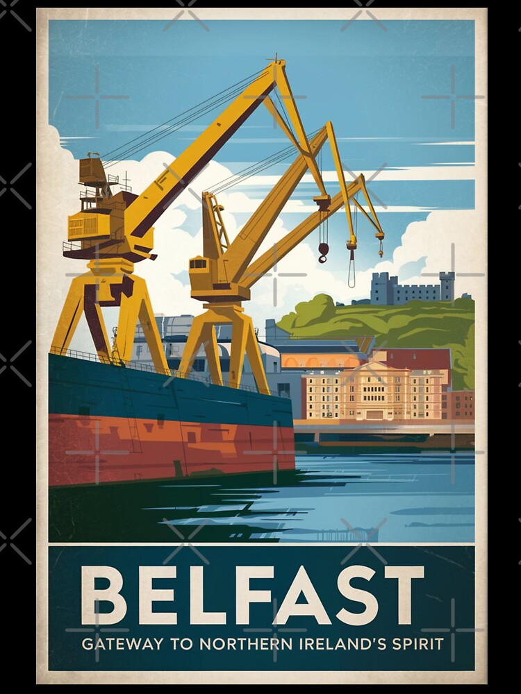Belfast Vintage Travel Poster by TravelerRat Unisex , , , Long Sleeve Tee