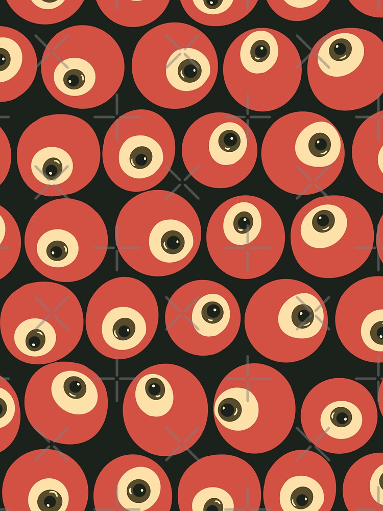 Cranberry Eyeballs - Surreal Retro Eyeball Grid in Red & Black by NoemiMarozsan Unisex , , , Long Sleeve Tee