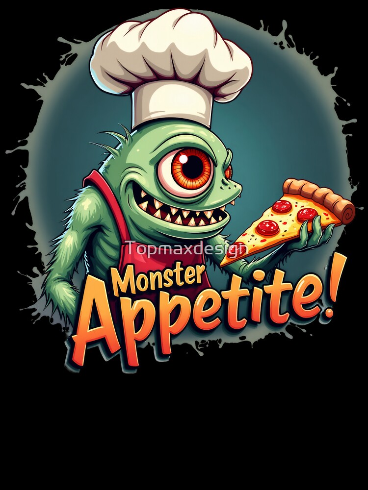 Monster Pizza Appetite by Topmaxdesign Unisex , , , Long Sleeve Tee
