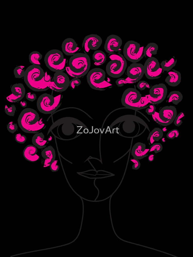 Pink Curly Lady Digital by ZoJovArt