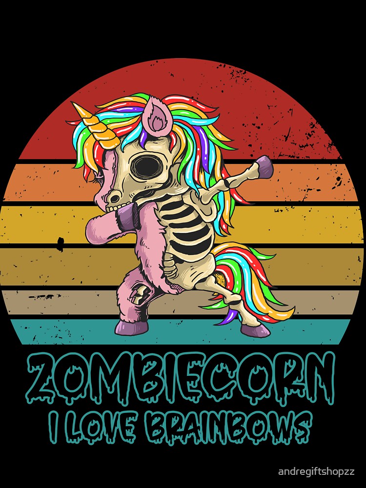 Zombie Unicorn I Love Brainbows Punk Gothic Goth Halloween S SK by andregiftshopzz Unisex , , , Long Sleeve Tee
