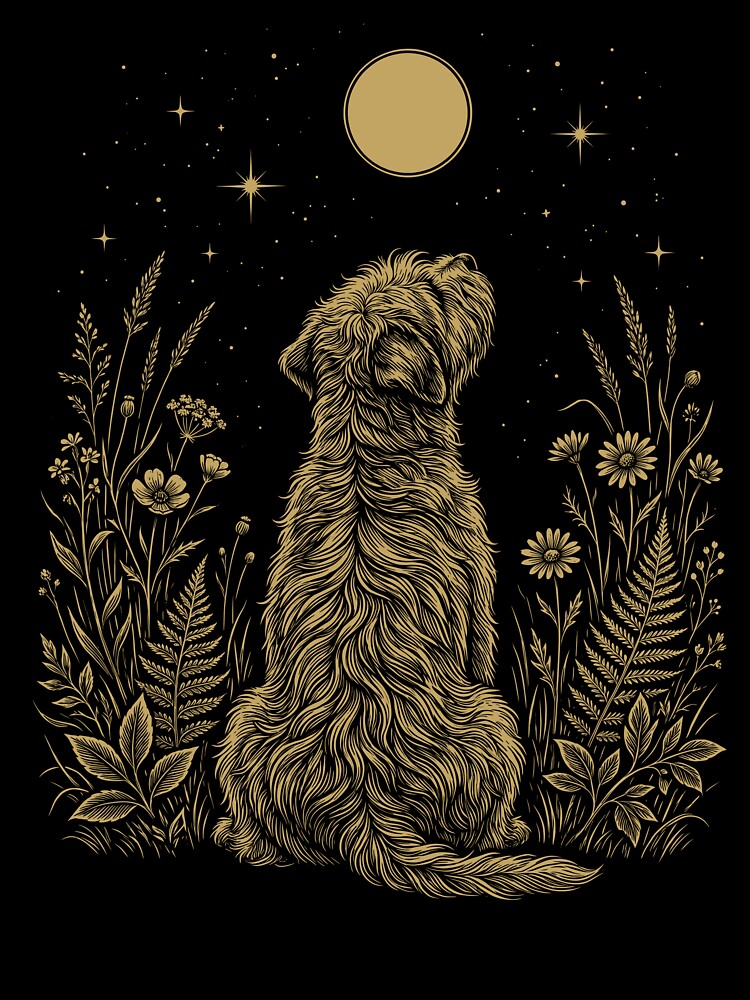 Soft Coated Wheaten Terrier Moon Night Flower Minimalist Boho Dog Lover by DoodleTortle Unisex , , , Long Sleeve Tee