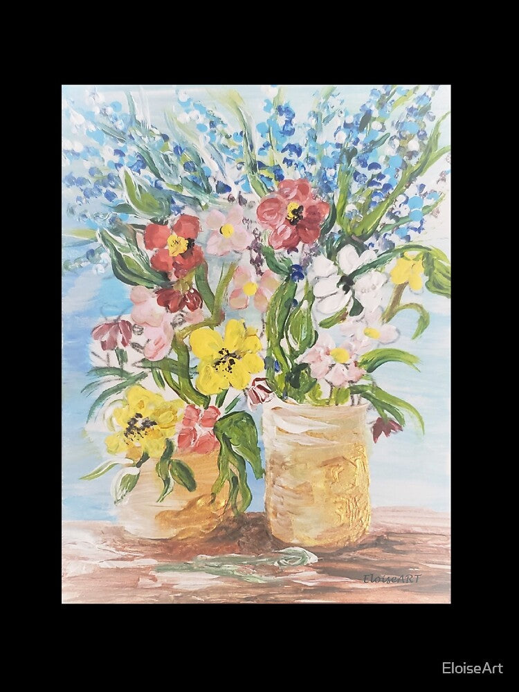 Bouquets in Gold Vases by EloiseArt Unisex , , , Long Sleeve Tee