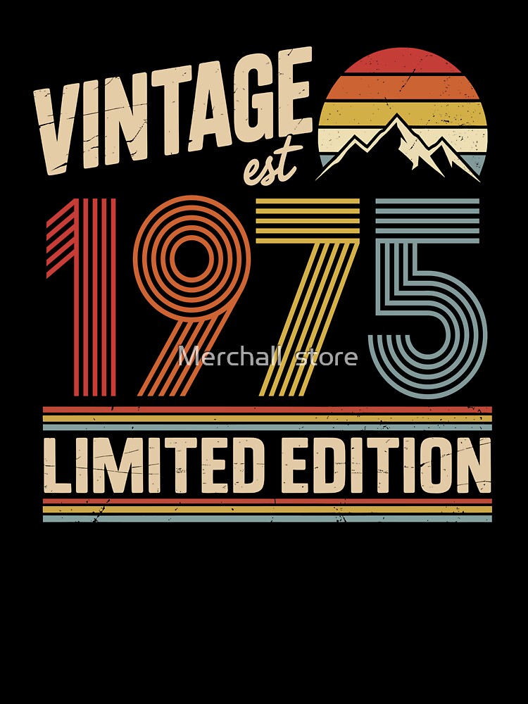Vintage 1975 Birthday : 51st Birthday Retro Gift, fifty One Gift Idea, 51th Birthday Gift, Vintage 1975 Birthday by Merchall  store