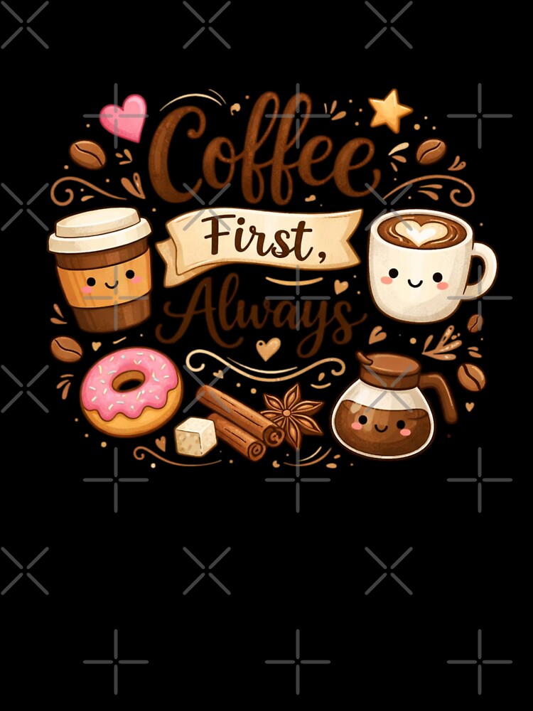 Coffee First Always – Cute Coffee Lover Aesthetic Quote Design by Sanika arts Unisex , , , Long Sleeve Tee