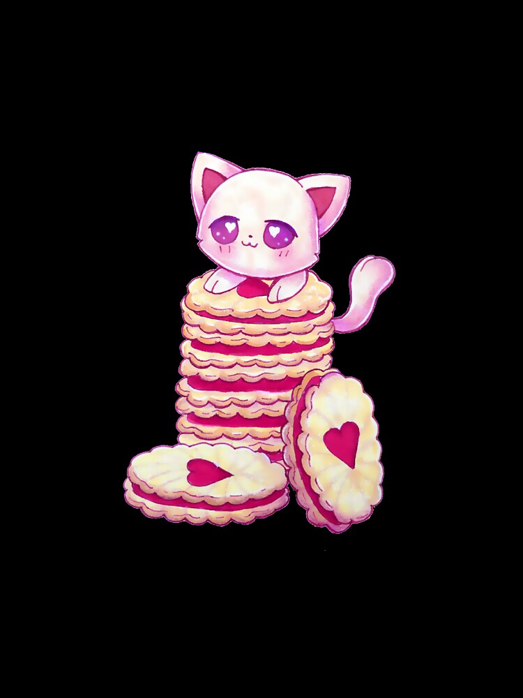 Kawaii Cat with Jam Biscuits by DesignsByHumbug Unisex , , , Long Sleeve Tee