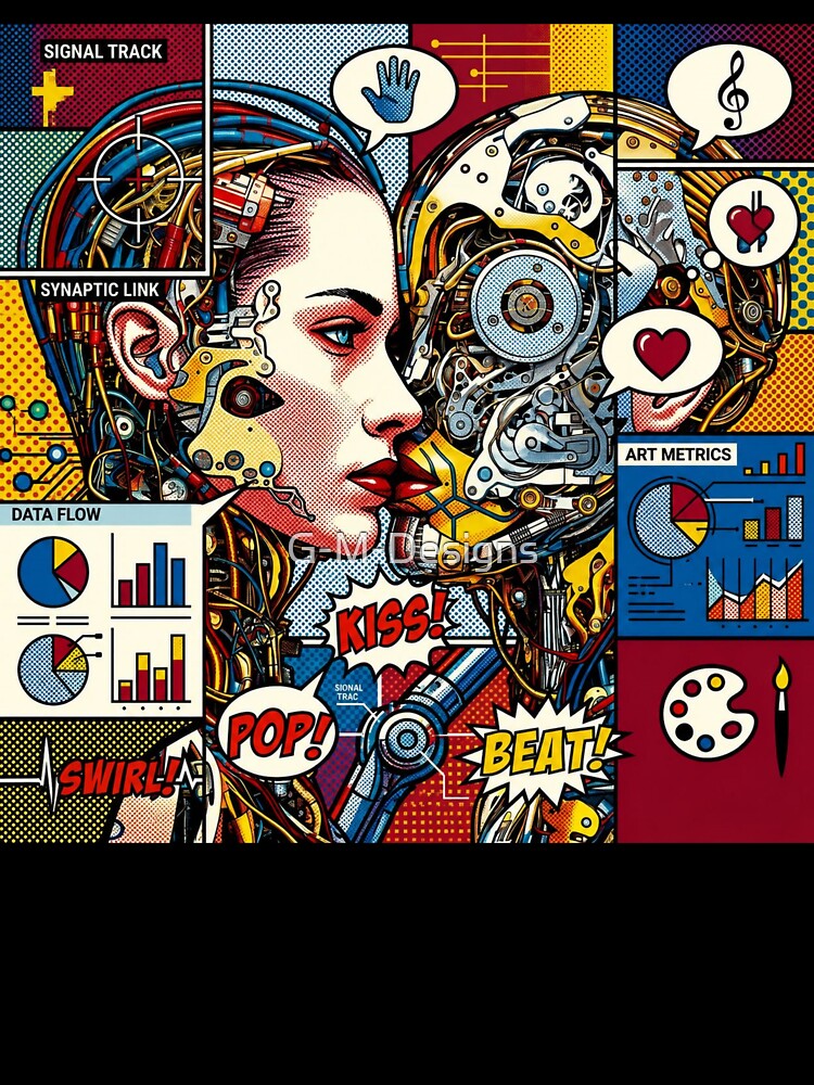 Pop art graphic woman portrait robot colorful festival by G-M-Designs Unisex , , , Long Sleeve Tee