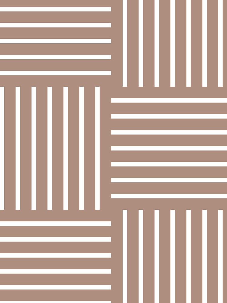 Mid-tone Brown White Abstract Stripe Geometric Pattern Pairs 2023 COTY Redend Point SW 9081 by ColorOfTheYears