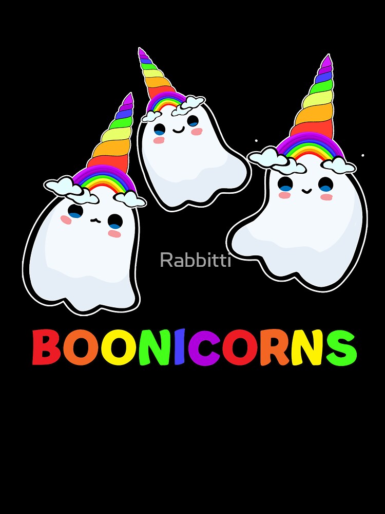 BOONICORNS cute kawaii rainbow unicorn Halloween ghosts trio by Rabbitti Unisex , , , Long Sleeve Tee