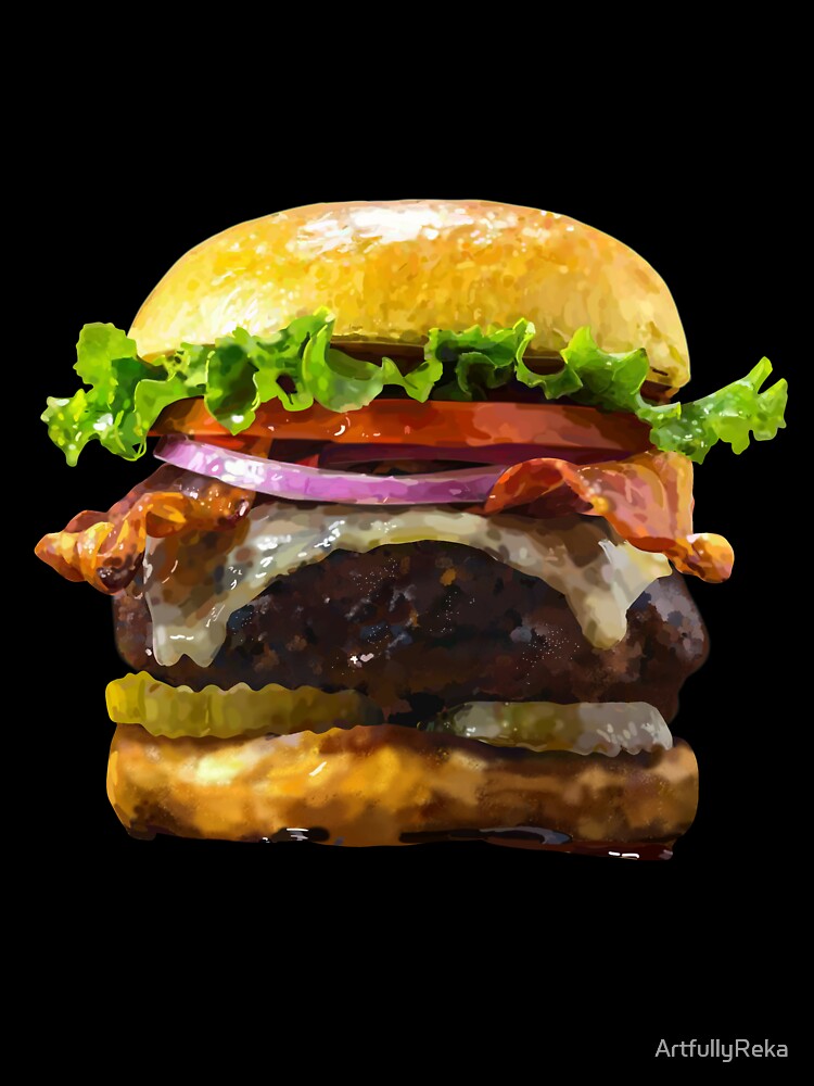 Realistic Burger Sticker by ArtfullyReka Unisex , , , Long Sleeve Tee