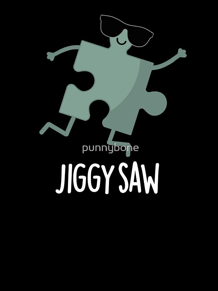 Jiggy Saw Funny Dancing Jigsaw Puzzle Pun (Dark BG) by punnybone Unisex , , , Long Sleeve Tee