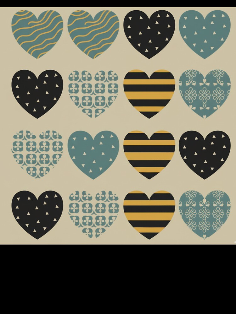 Earth Tone Retro Hearts Pattern​Abstract Hearts with Stripes and by ZyVoAli