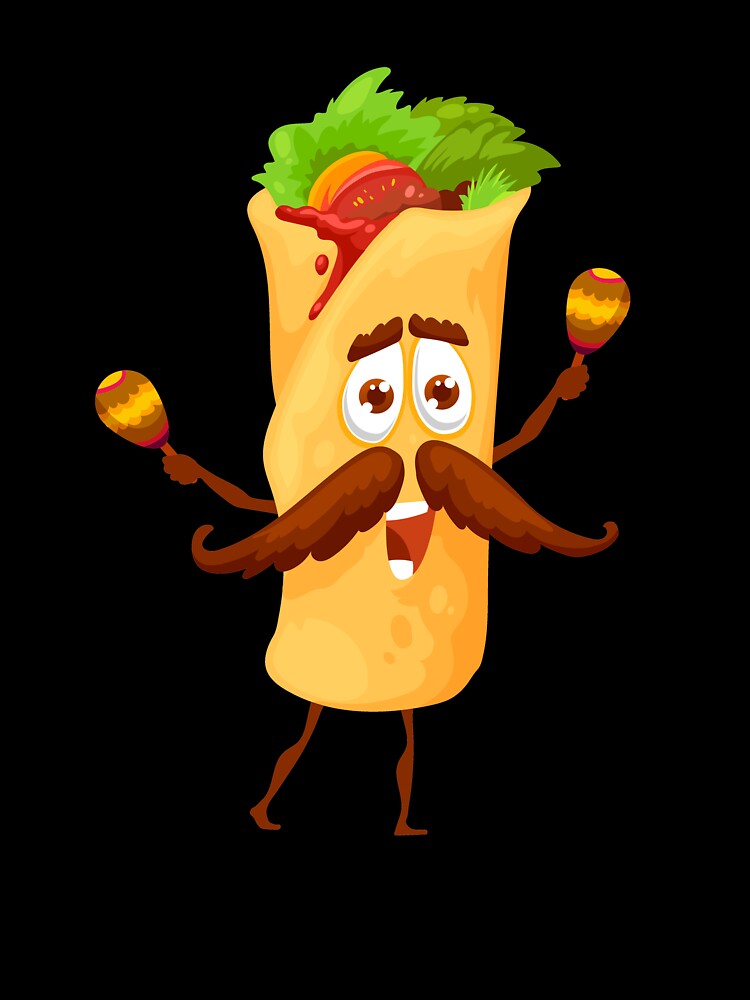 Funny Taco Character With Mustache by RanoStore Unisex , , , Long Sleeve Tee