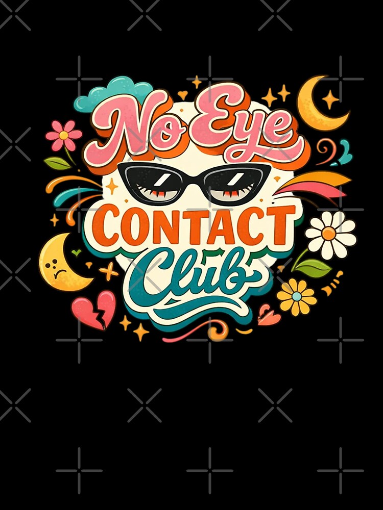 No Eye Contact Club Cute Retro Sticker Design | Introvert Humor by Sanika arts Unisex , , , Long Sleeve Tee