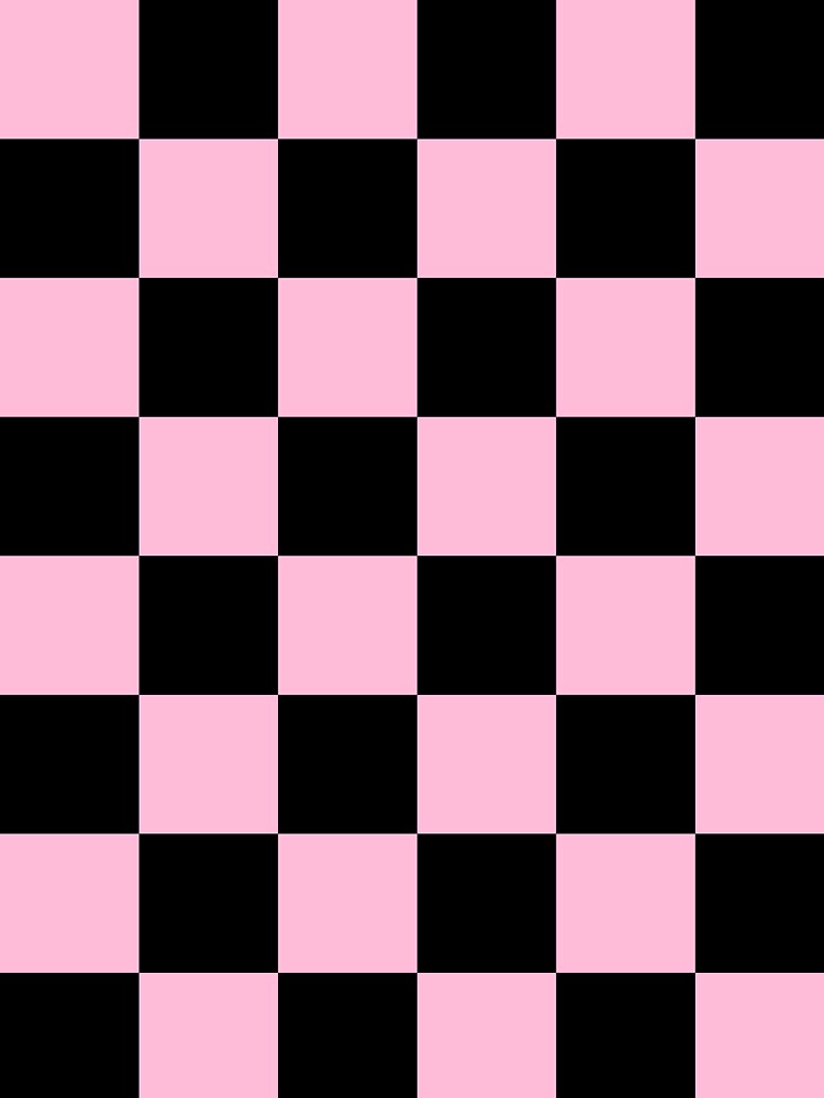 Large Checkered - Black and Cotton Candy Pink by JustPatterns2 Unisex , , , Long Sleeve Tee