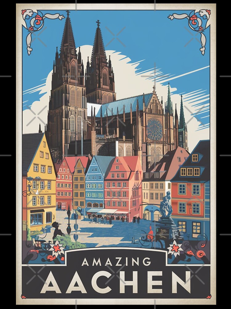 Aachen Vintage Travel Poster by TravelerRat Unisex , , , Long Sleeve Tee