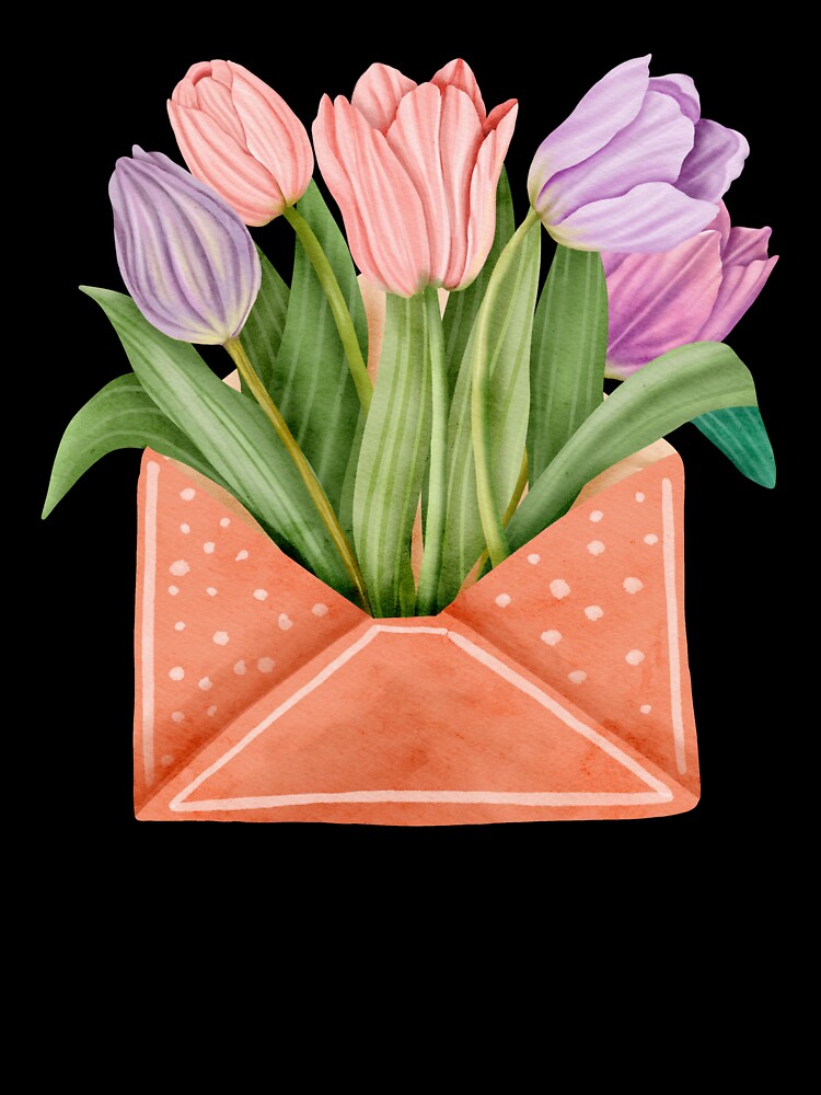 Tulips in an Envelope - Minimalist Design, Matte, Simple, Subtle, Minimal, Beauty, Elegance , Quiet, Clean, Pretty, and Calm by erkabees