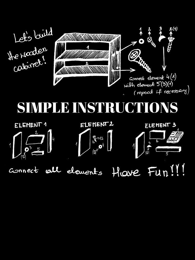 Simple Instructions Funny Ironic Dark Ink Art by Vesivariart Unisex , , , Long Sleeve Tee