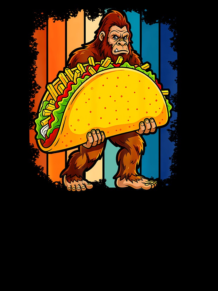 Bigfoot Carrying Taco Funny Cinco De Mayo by Le7yaStore