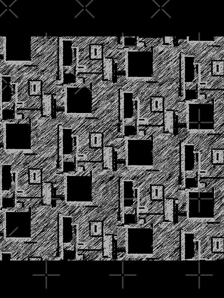 BLACK AND GREY QUIRKY DESKTOP COMPUTERS PATTERN by ozcushionstoo Unisex , , , Long Sleeve Tee