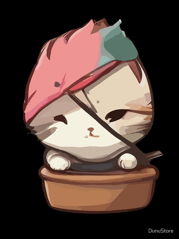 cute kawaii ninja cat with cute face by DunuStore Unisex , , , Long Sleeve Tee